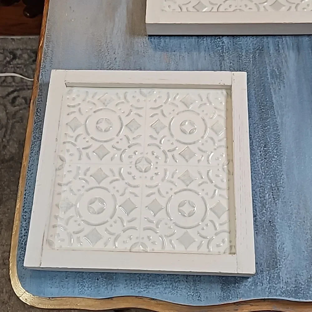 NWT Hobby Lobby White Tin Framed Wall Art Panels | 10